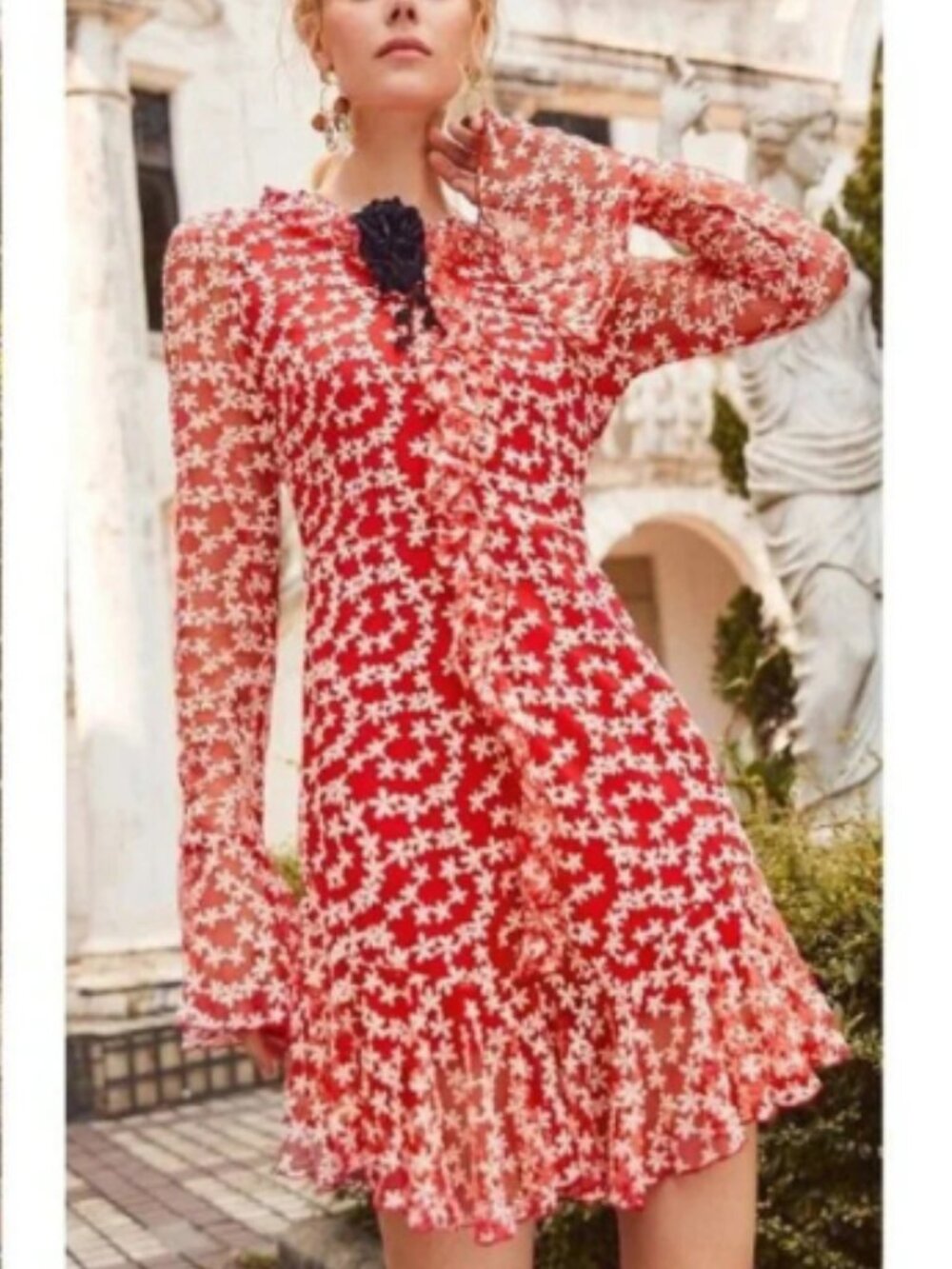 NWT red floral mini dress large